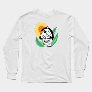 zebra, sun flower Long Sleeve T-Shirt